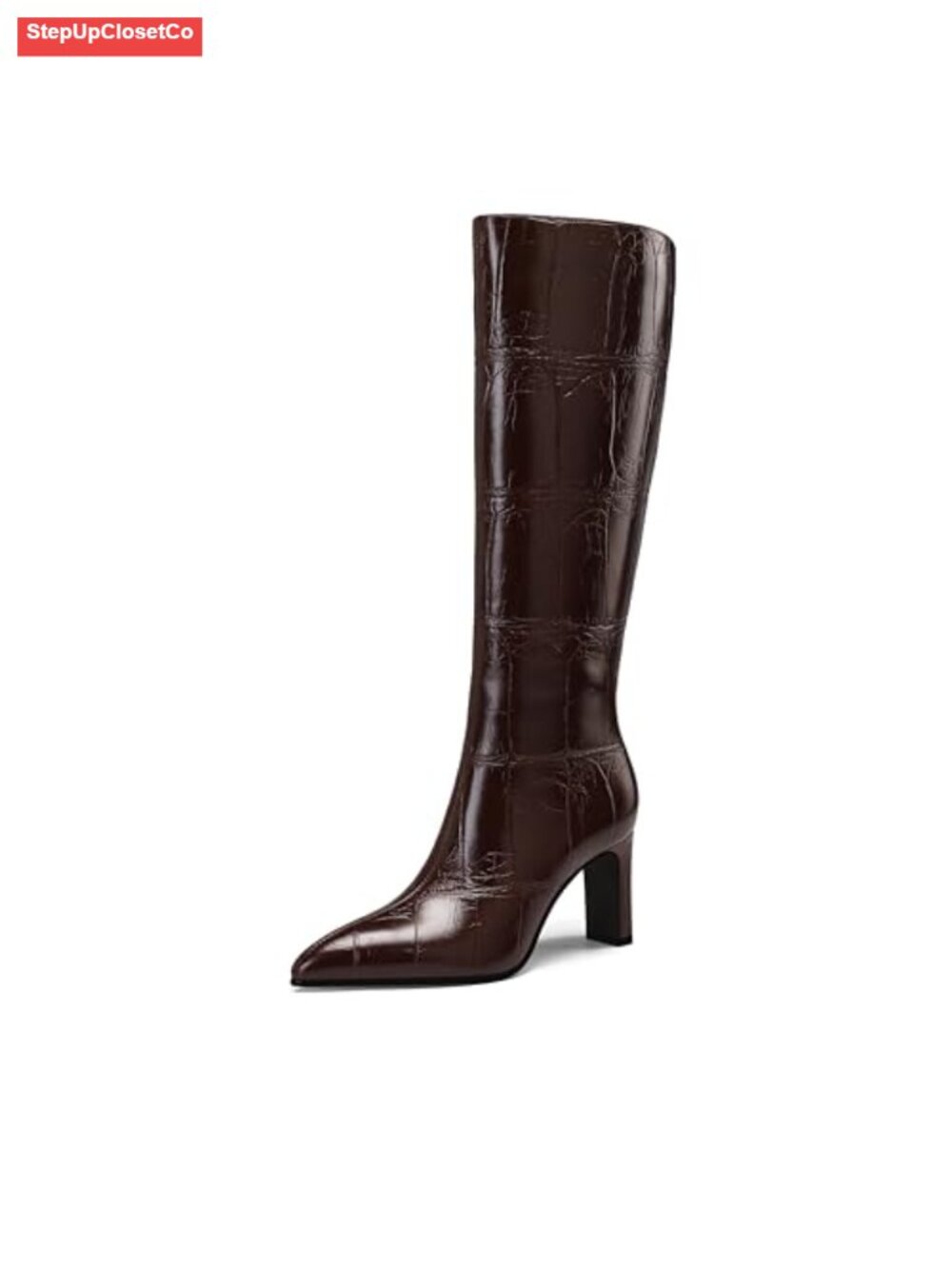 Women's Chunky Heel Pointed Toe Knee-High Boots